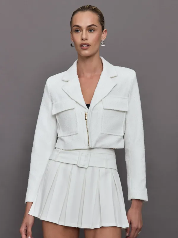 Bouclé Cropped Blazer - Cream sold by Carbon38