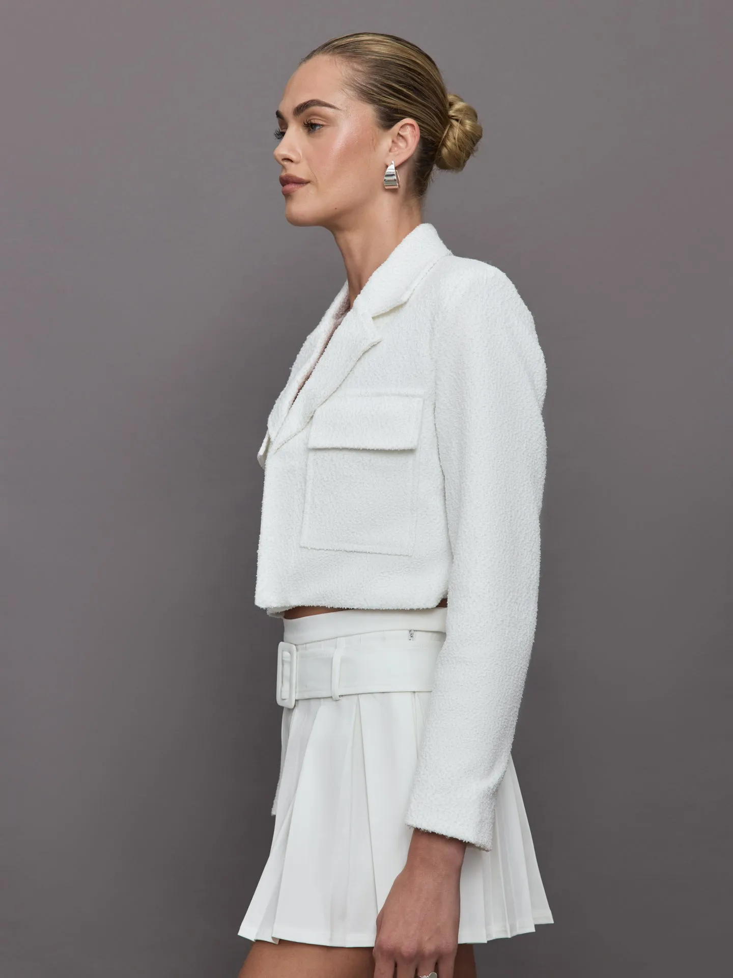 Bouclé Cropped Blazer - Cream sold by Carbon38 product image thumbnail 3