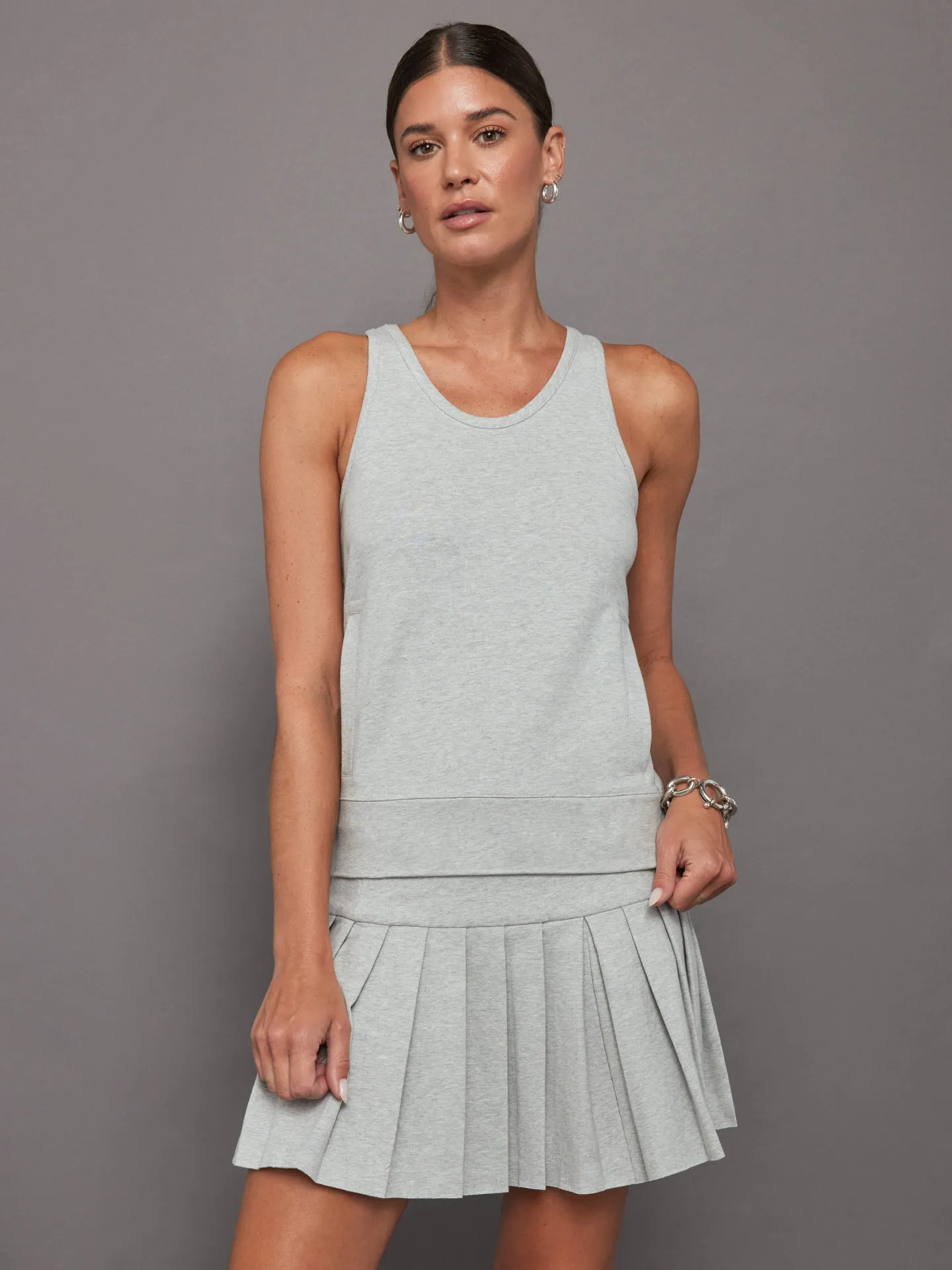 RACER TAILORED TERRY TANK TOP - LIGHT HEATHER GREY sold by Carbon38