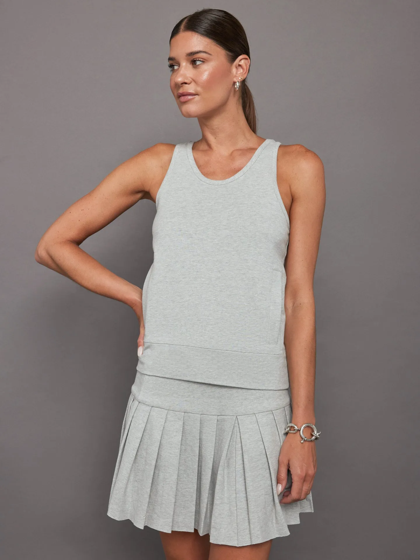 RACER TAILORED TERRY TANK TOP - LIGHT HEATHER GREY sold by Carbon38 product image thumbnail 2