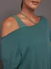 Off Shoulder Sweatshirt in French Terry - Silverpine Heather sold by Carbon38