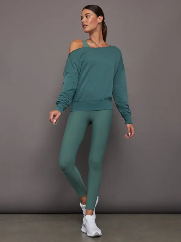 Off Shoulder Sweatshirt in French Terry - Silverpine Heather sold by Carbon38