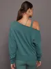 Off Shoulder Sweatshirt in French Terry - Silverpine Heather sold by Carbon38
