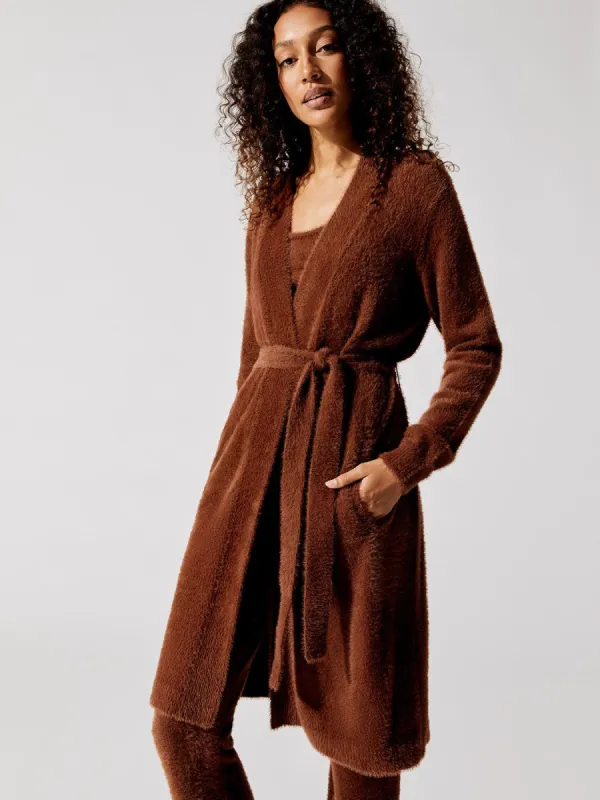 Eyelash Belted Cardigan - Cappuccino made by Carbon38