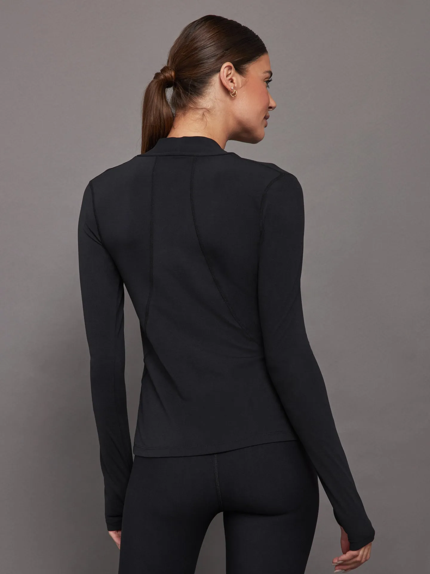 Long Sleeve Wrap Neck Shirt - Black sold by Carbon38 product image thumbnail 3