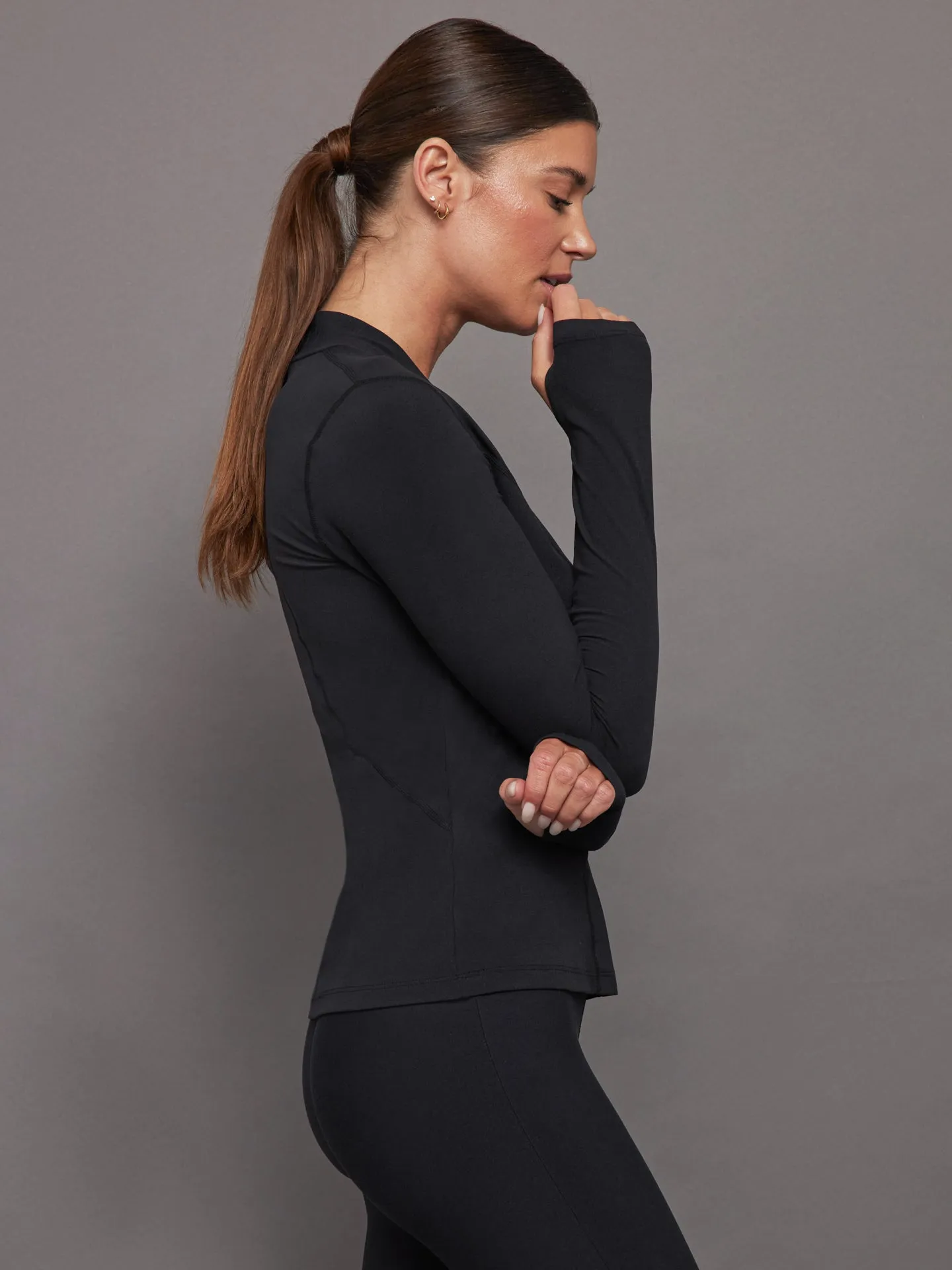 Long Sleeve Wrap Neck Shirt - Black sold by Carbon38 product image thumbnail 2