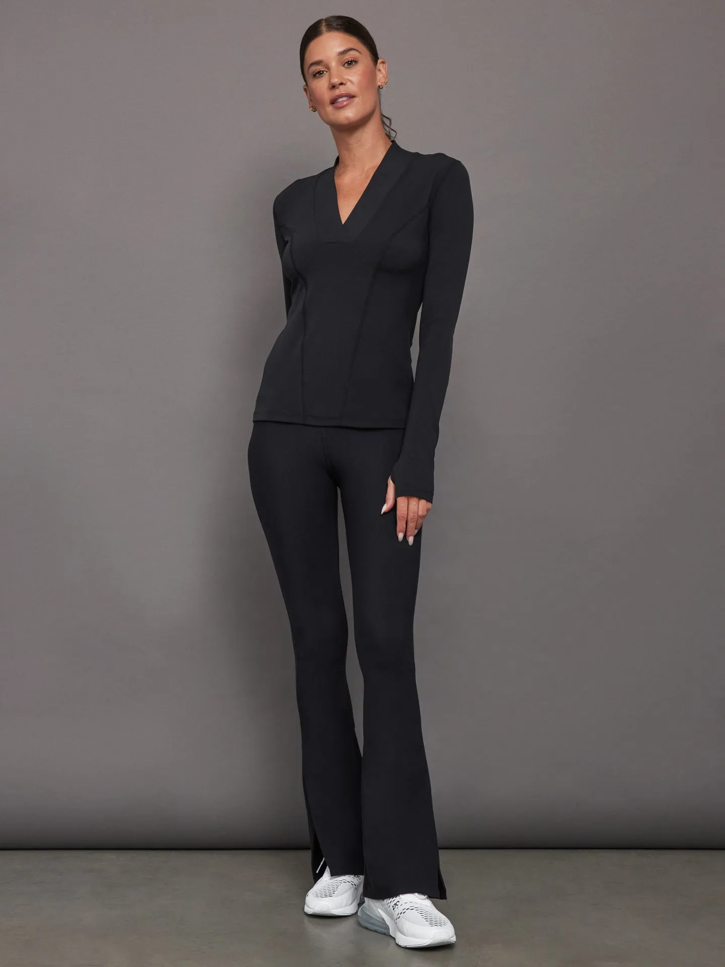 Long Sleeve Wrap Neck Shirt - Black sold by Carbon38 product image thumbnail 5