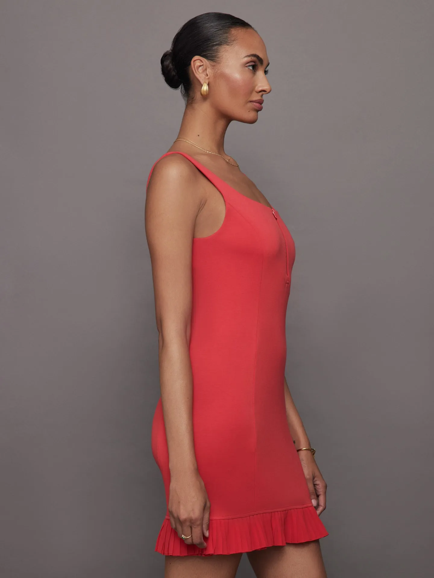 Pleated Hem Tennis Dress in Scuba - Tomato sold by Carbon38 product image thumbnail 3