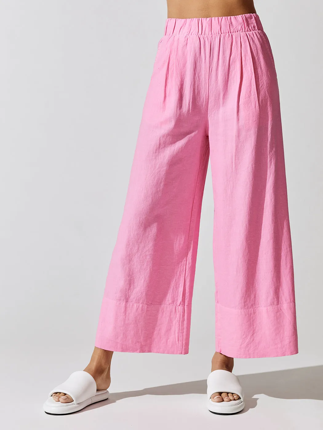Wide Leg Pant in Linen - Cotton Candy sold by Carbon38