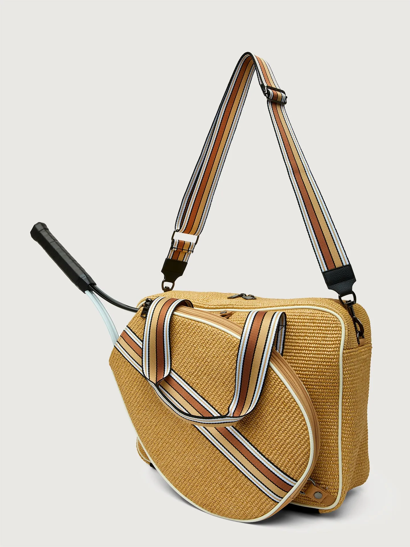 You Are The Champion Tennis Bag - Dune Rafia/ White/ Dark Neutral Dune sold by Carbon38