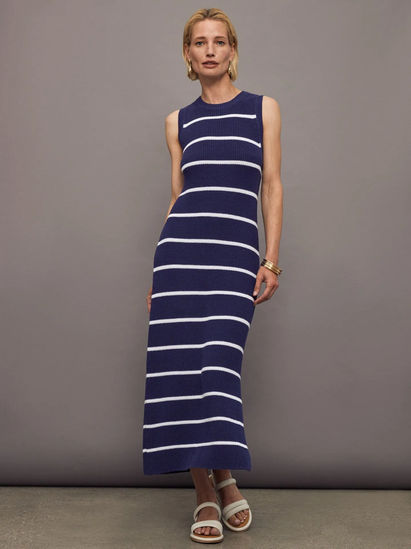 Emma Stripe Midi Dress - Indigo Multi sold by Carbon38