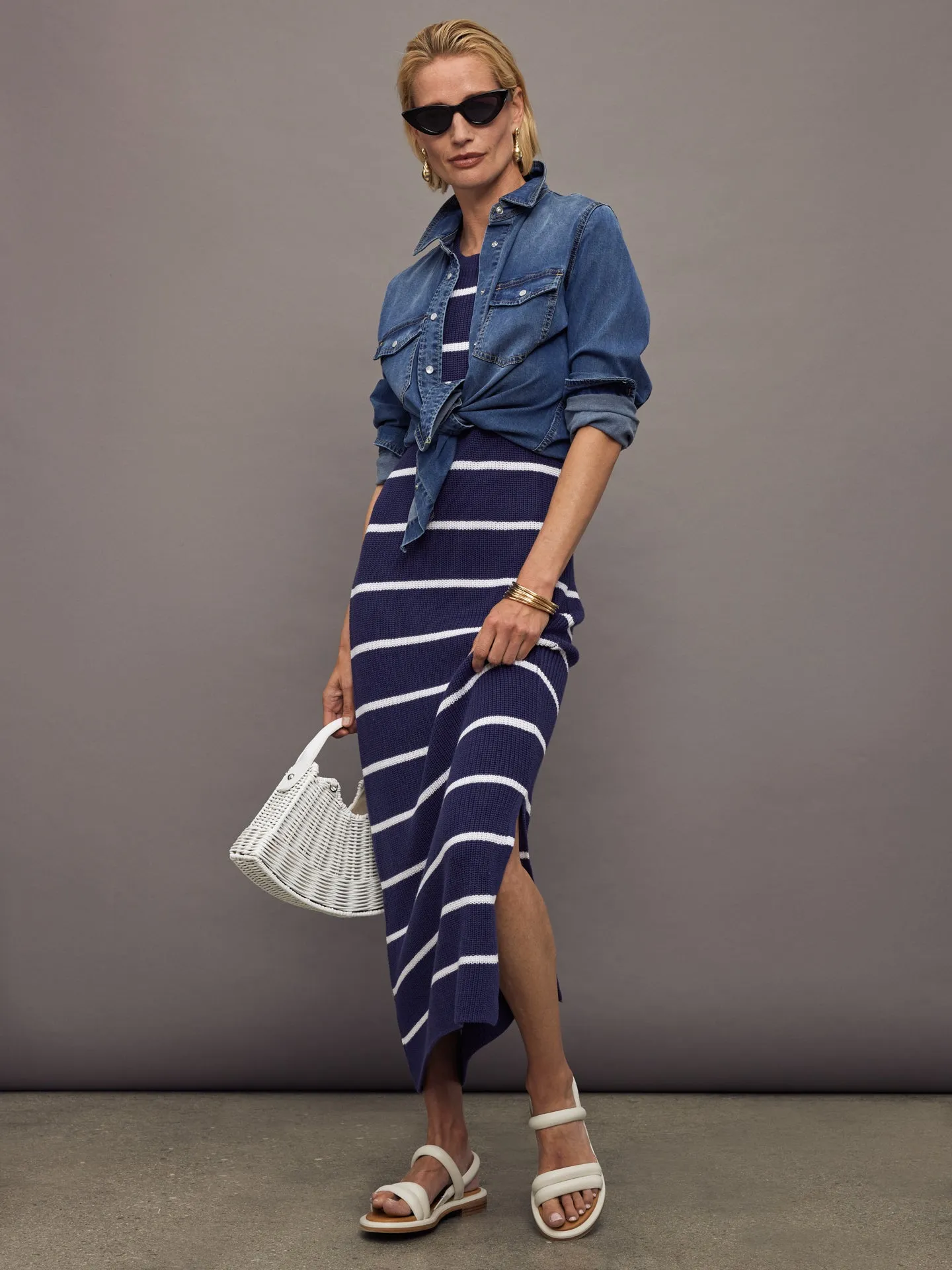 Emma Stripe Midi Dress - Indigo Multi sold by Carbon38 product image thumbnail 2