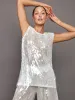 Sleeveless Boyfriend Crewneck Top - Clear/ White sold by Carbon38
