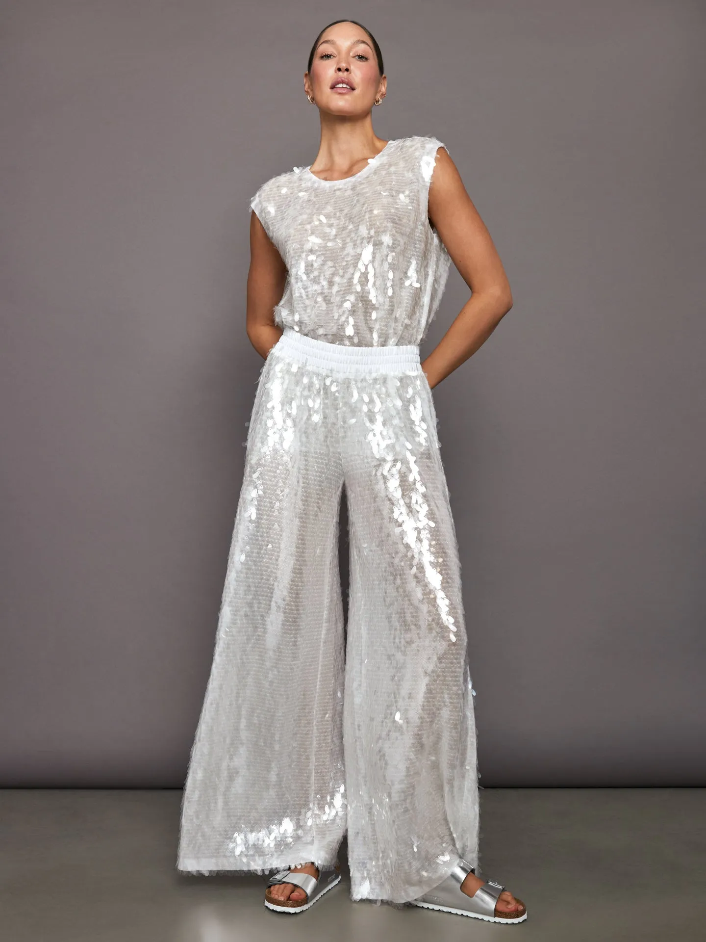 Sleeveless Boyfriend Crewneck Top - Clear/ White sold by Carbon38 product image thumbnail 2