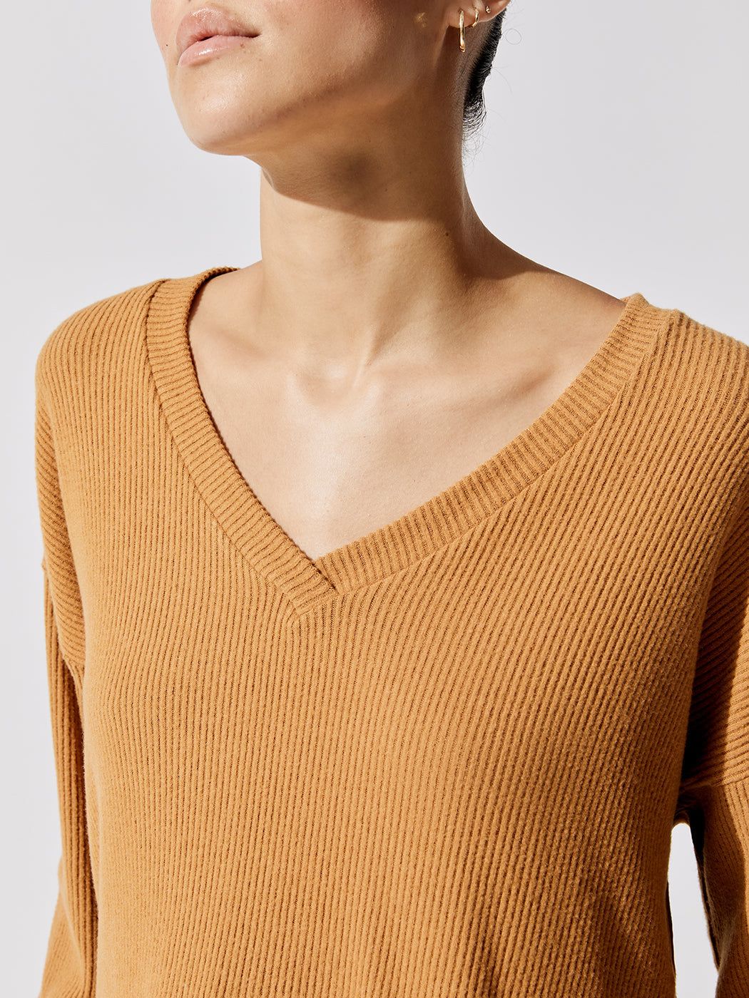 Brushed Ribbed Top With Side Slits - Brown Sugar sold by Carbon38 product image thumbnail 5