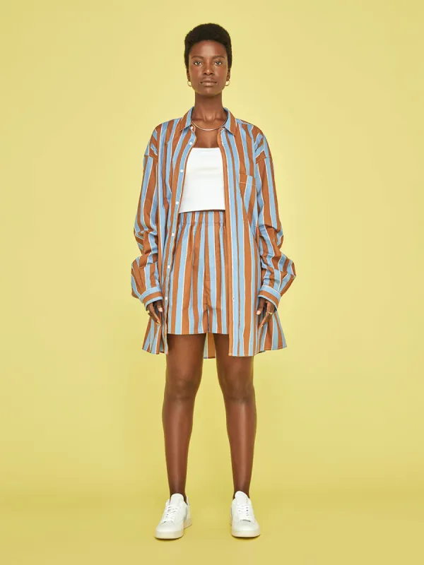 Adele Shirt - Chocolate/Blue sold by Carbon38