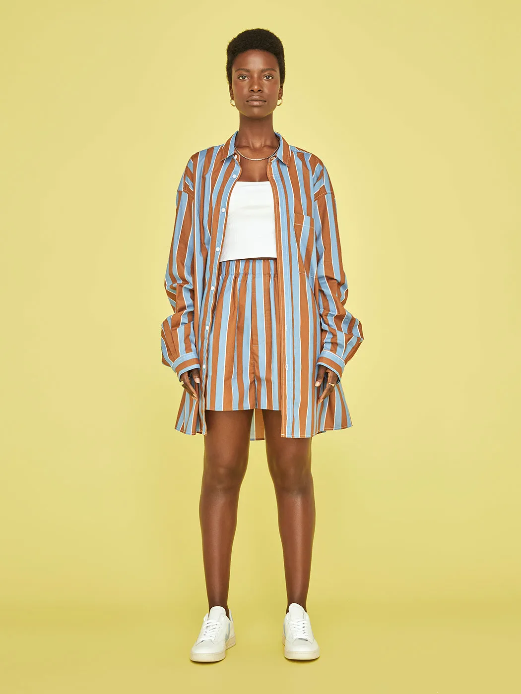 Adele Shirt - Chocolate/Blue sold by Carbon38