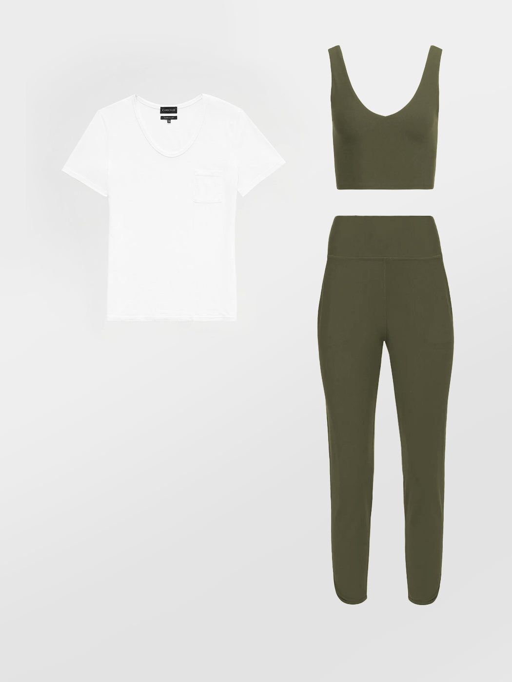 Jogger in Melt + V-Neck Bra + Short Sleeve Pocket Tee sold by Carbon38
