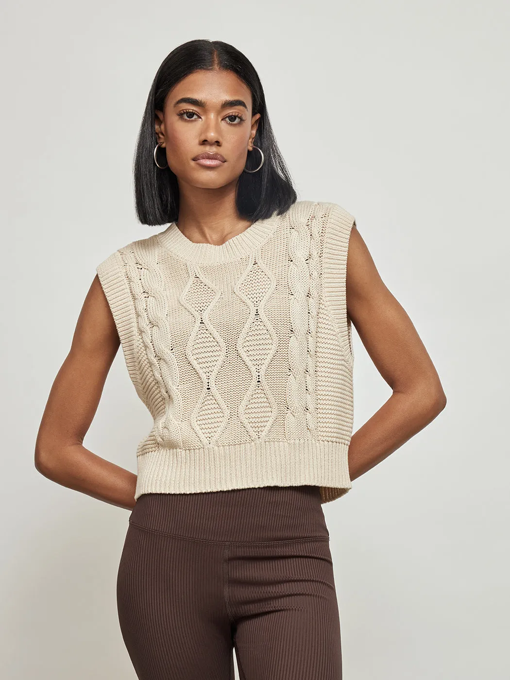 Cable Vest - Cream sold by Carbon38