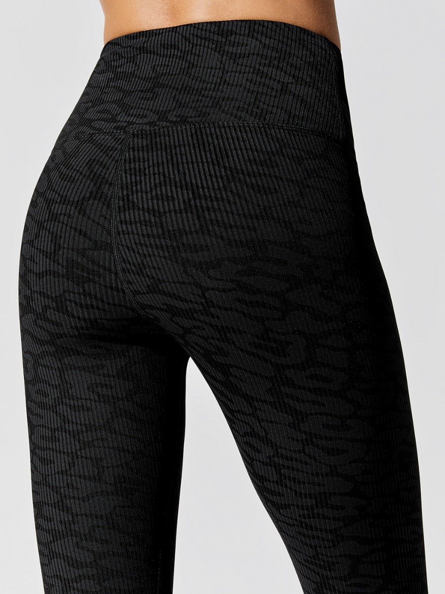 Printed Ribbed 7/8 Length Legging - Black Leopard sold by Carbon38 product image thumbnail 3