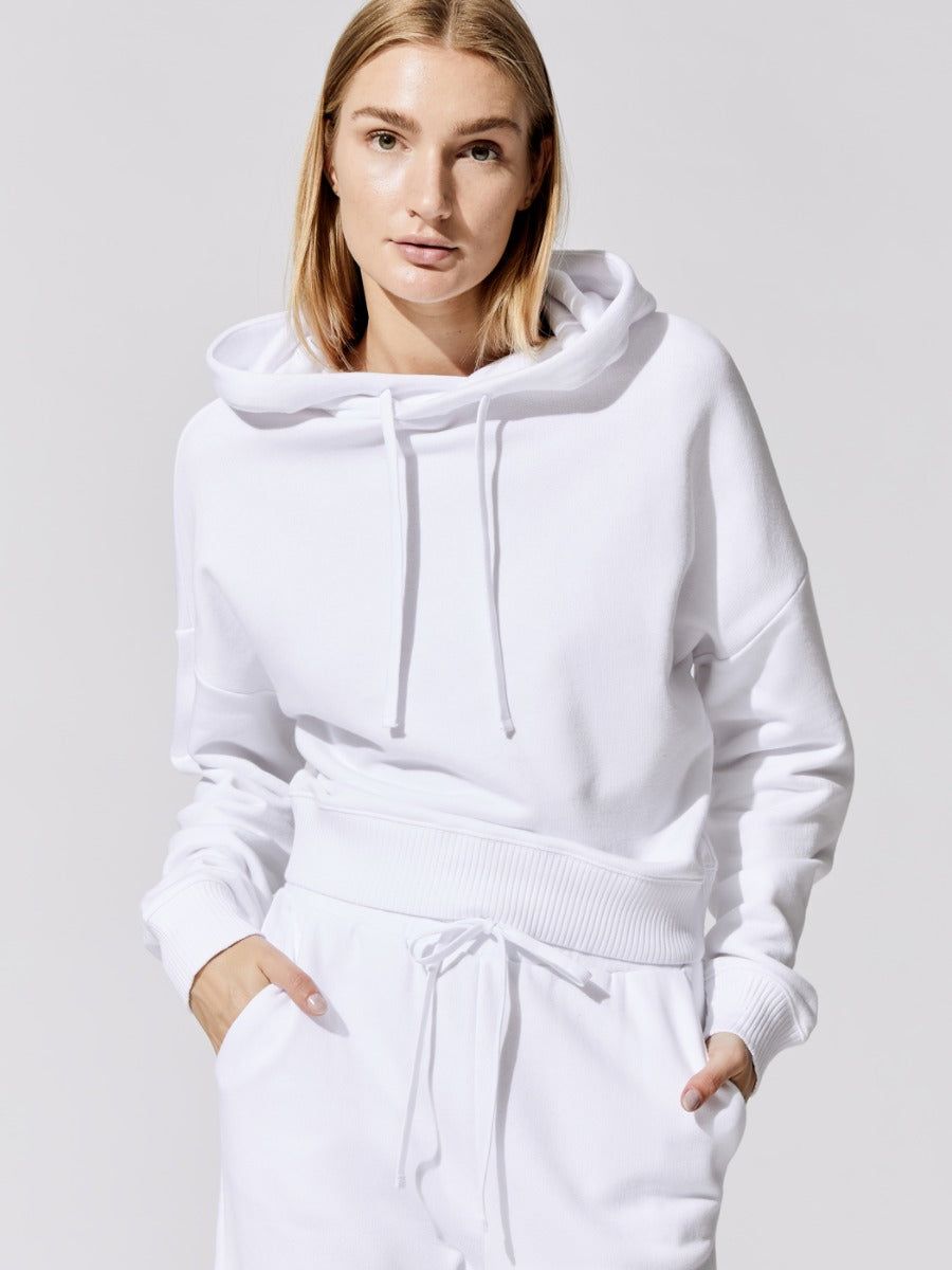 French Terry Hooded Sweatshirt - White sold by Carbon38