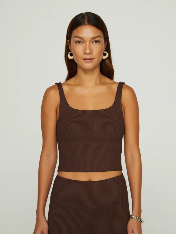 Ribbed Tank - Dark Oak sold by Carbon38