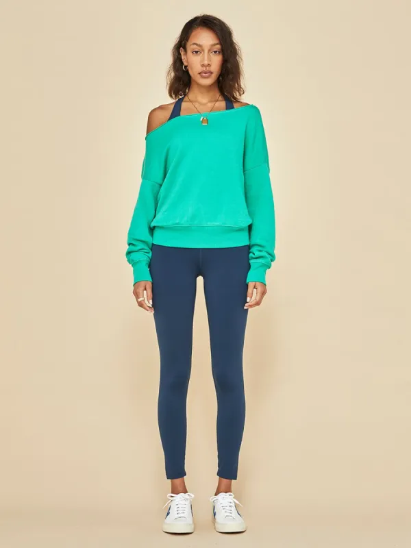 Off Shoulder Sweatshirt in French Terry - Digital Green sold by Carbon38