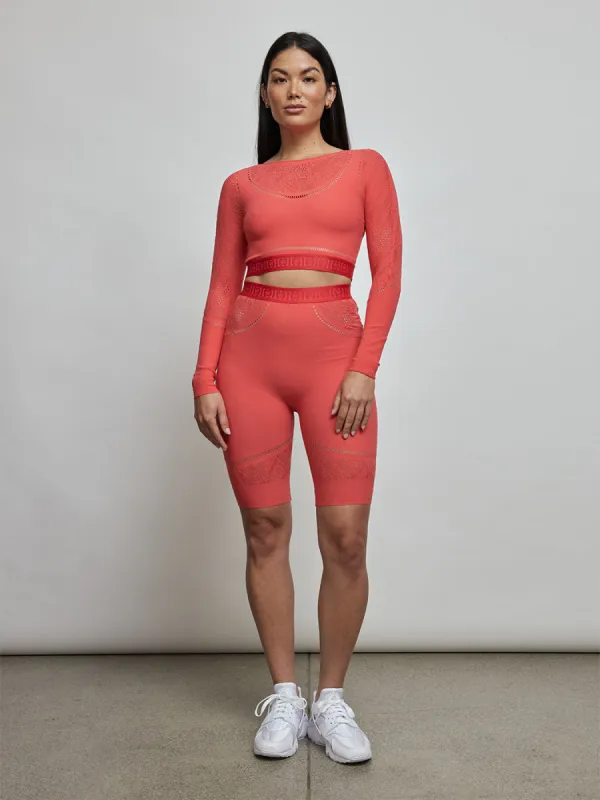 Sporty Logo Net Long Sleeve Top - Hibiscus sold by Carbon38