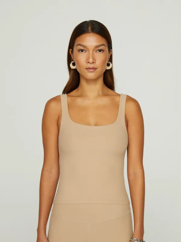 Wide Scoop Bra Tank in Melt - Sandy Tan sold by Carbon38