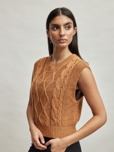 Cable Vest - Caramel sold by Carbon38