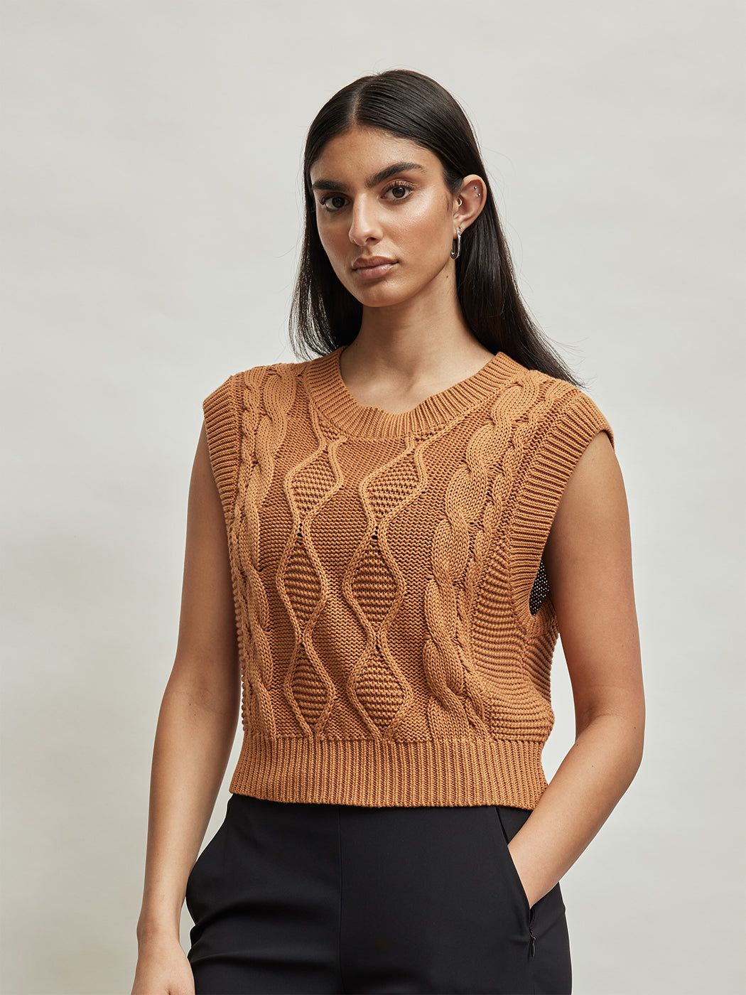 Cable Vest - Caramel sold by Carbon38