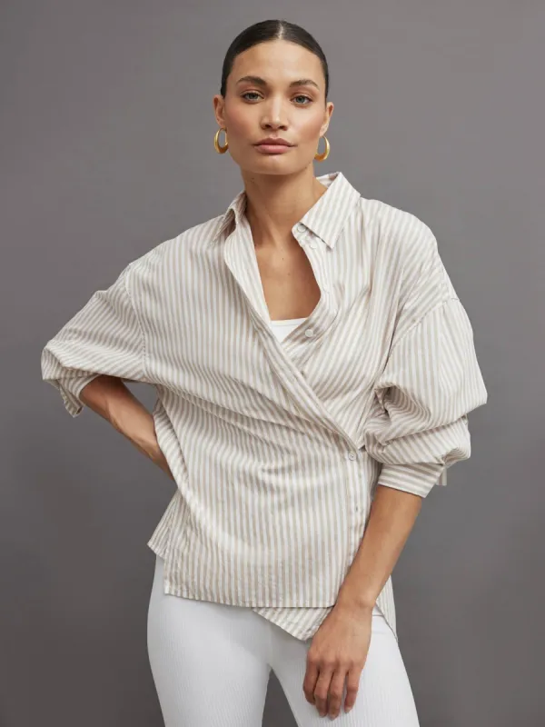 Oversized Button Up Shirt - Pinstripe sold by Carbon38