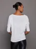 Long Sleeve Off Shoulder Tee - White sold by Carbon38