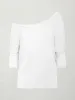 Long Sleeve Off Shoulder Tee - White sold by Carbon38