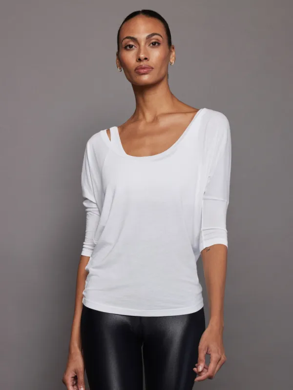 Long Sleeve Off Shoulder Tee - White sold by Carbon38