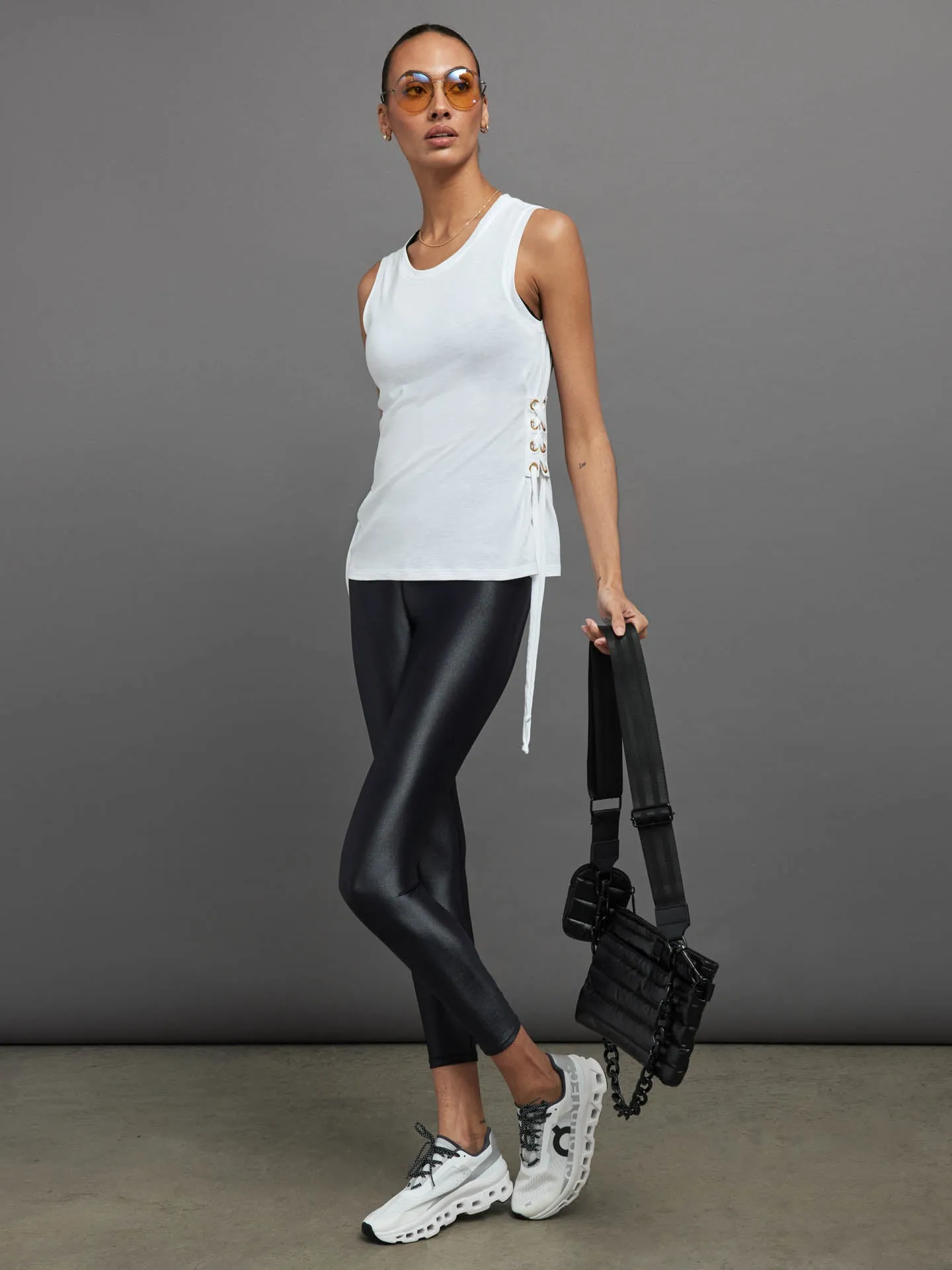 SIDE LACE UP TANK - White sold by Carbon38 product image thumbnail 4