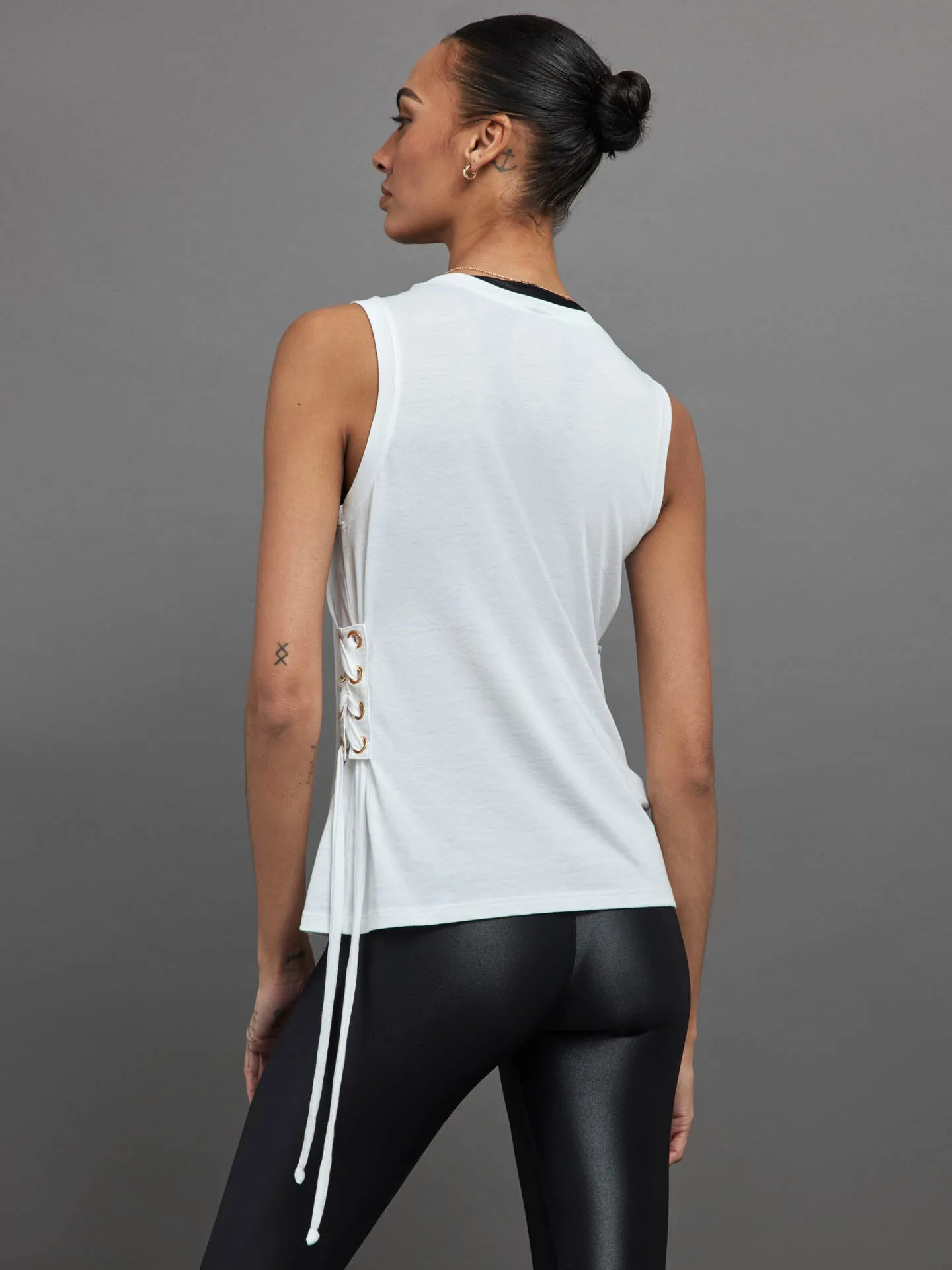 SIDE LACE UP TANK - White sold by Carbon38 product image thumbnail 3
