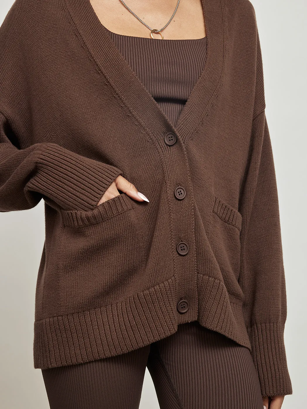 Relaxed Pocket Cardigan - Mink sold by Carbon38 product image thumbnail 4