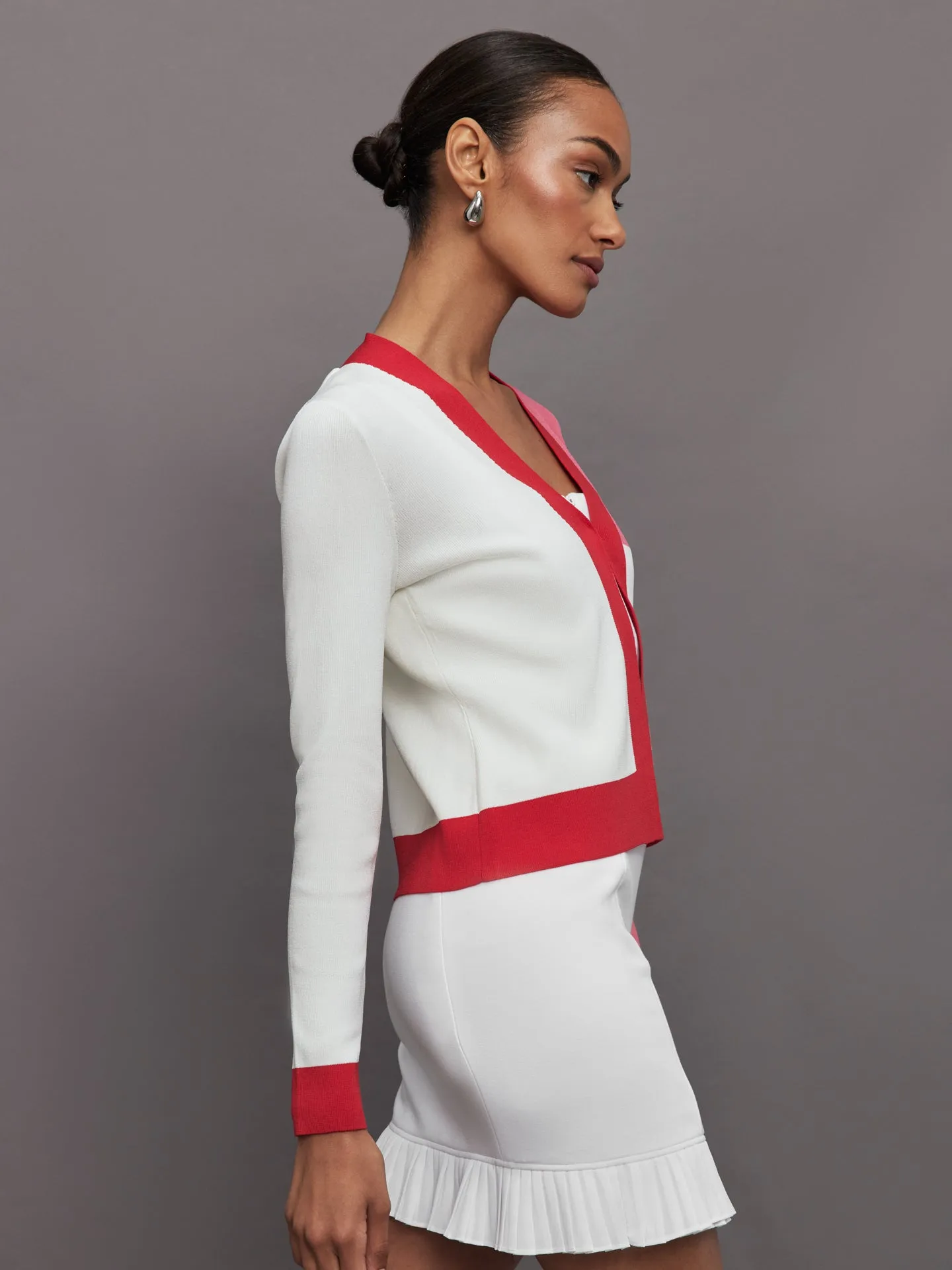 Colorblock Cardigan - White/ Tomato Red/ Pink Lemonade sold by Carbon38 product image thumbnail 3