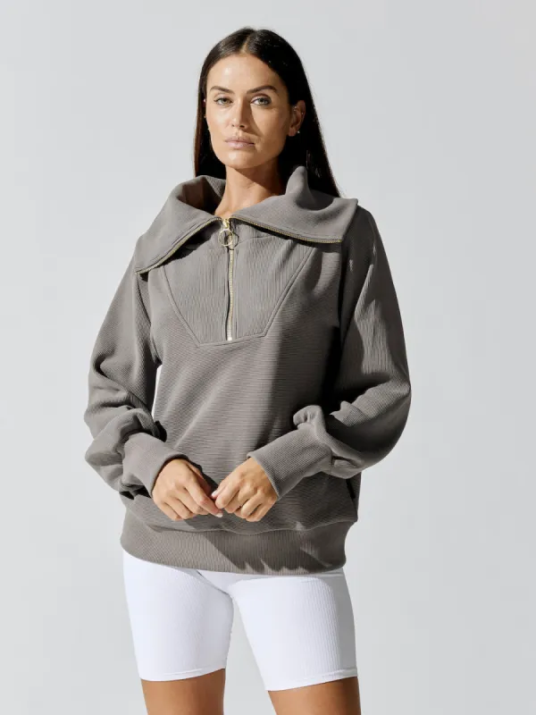 VINE HALF ZIP - Deep Charcoal sold by Carbon38