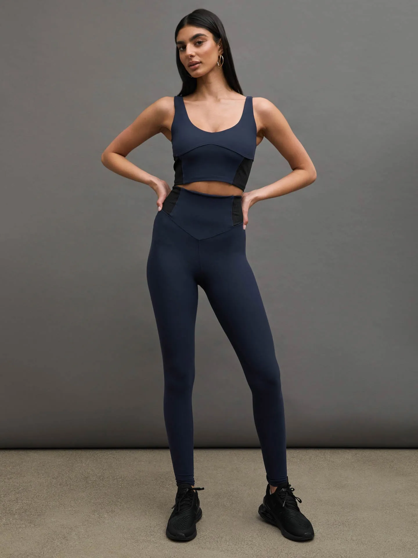 SEAMED BRA - NAVY MELT/BLACK RIB sold by Carbon38