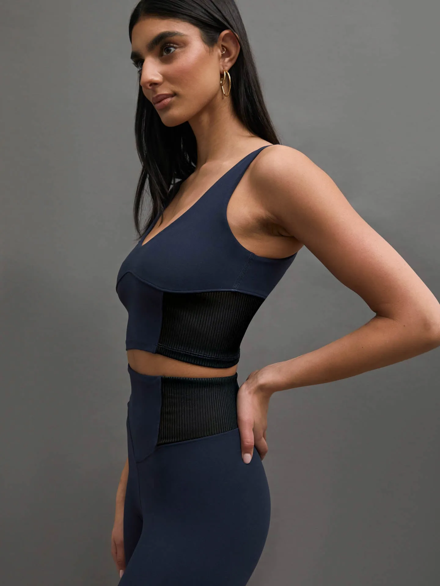 SEAMED BRA - NAVY MELT/BLACK RIB sold by Carbon38 product image thumbnail 3