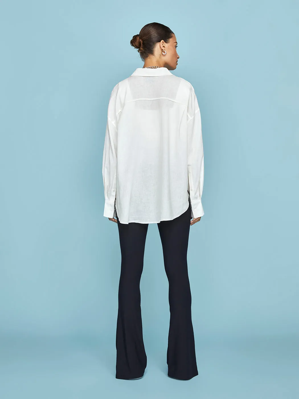 Linen Oversized Button Up Shirt - Cream sold by Carbon38 product image thumbnail 4