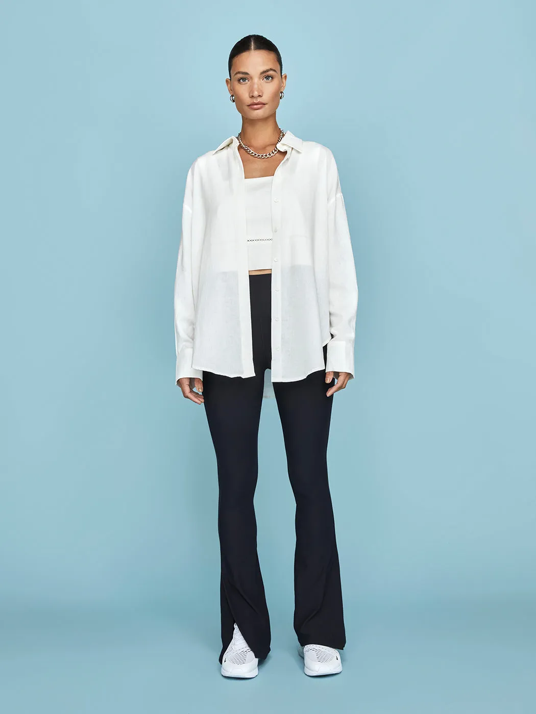 Linen Oversized Button Up Shirt - Cream sold by Carbon38 product image thumbnail 2