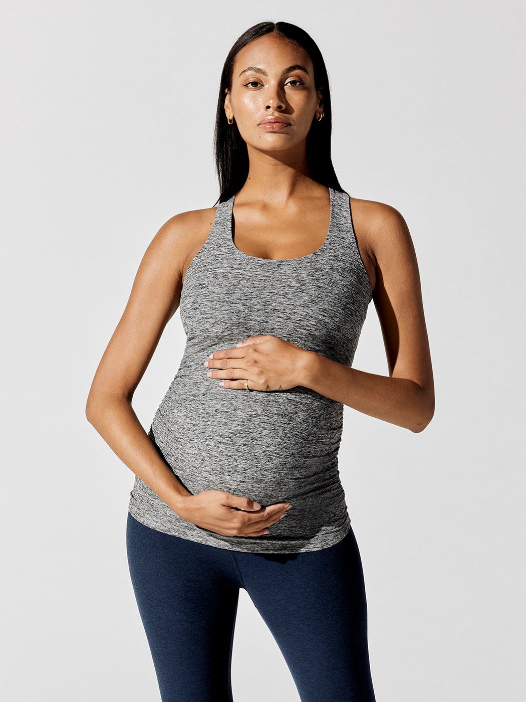 Spacedye Bases Covered Maternity Racerback Tank - Black-White sold by Carbon38