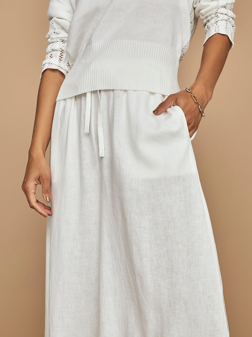 Linen Wide Leg Pant - Cream sold by Carbon38 product image thumbnail 6