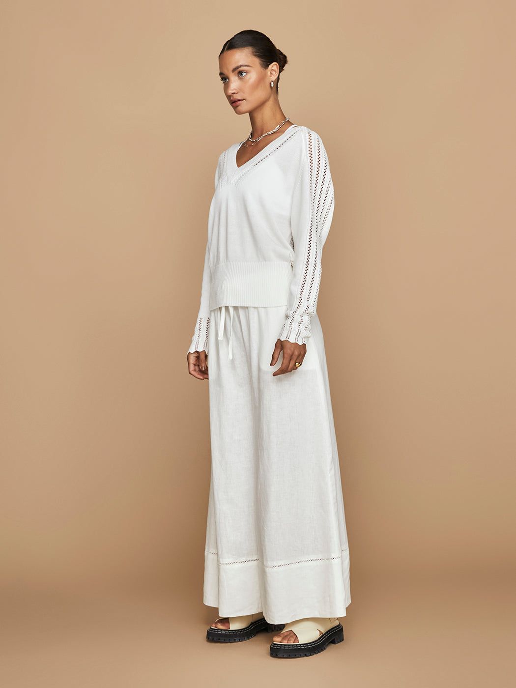 Linen Wide Leg Pant - Cream sold by Carbon38 product image thumbnail 2