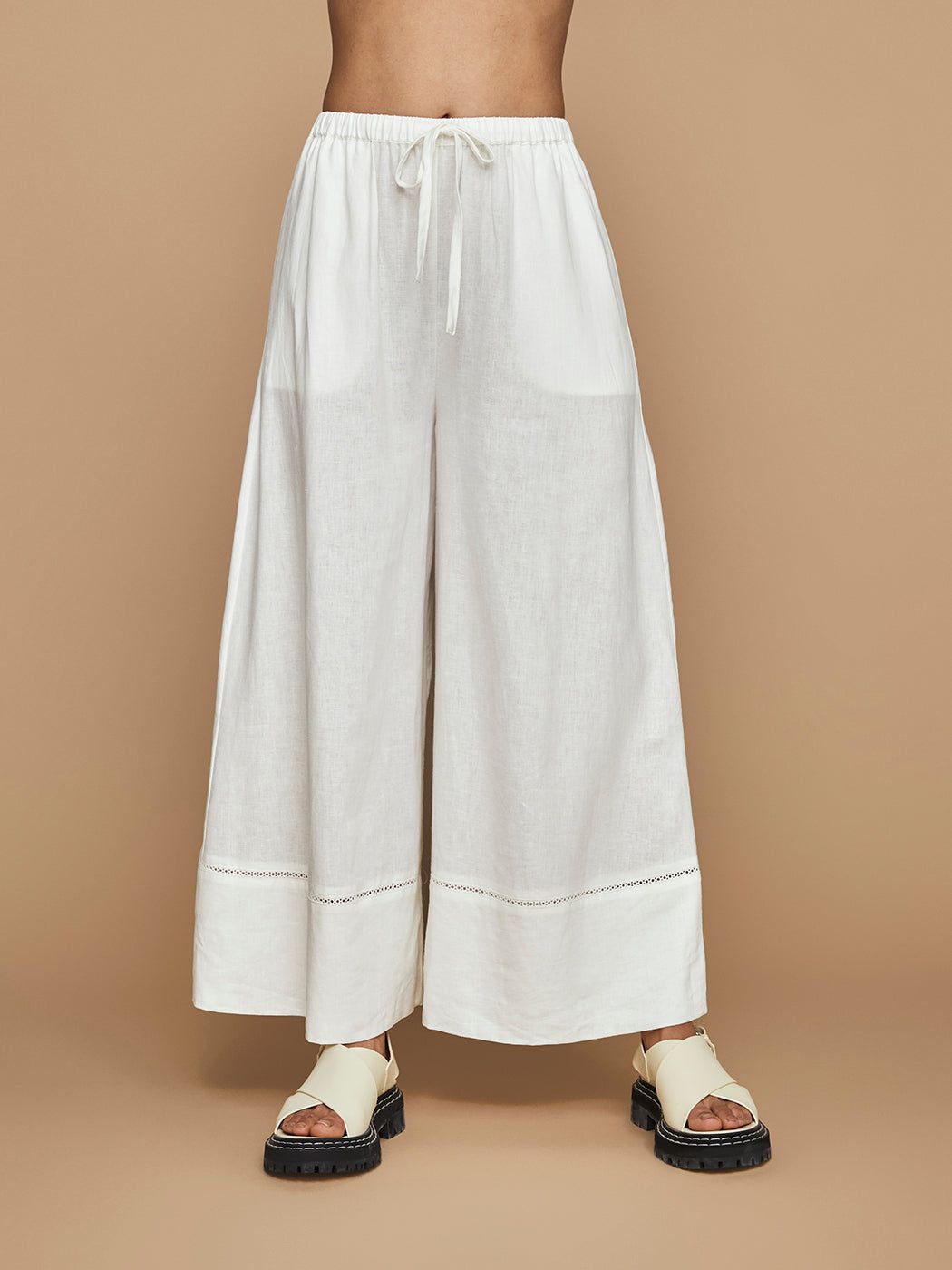 Linen Wide Leg Pant - Cream sold by Carbon38
