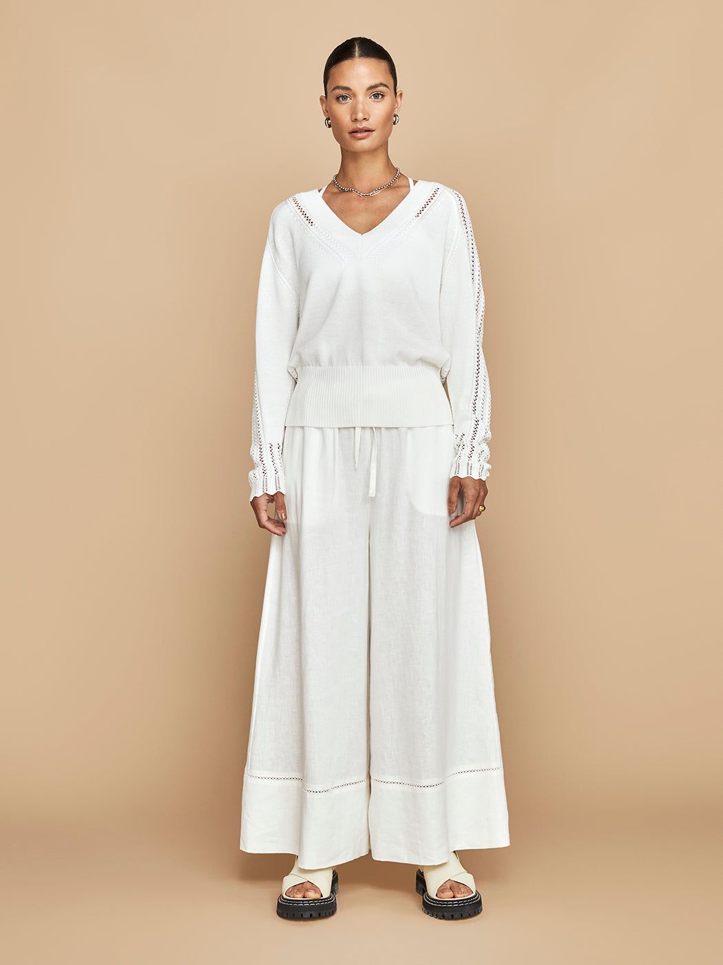 Linen Wide Leg Pant - Cream sold by Carbon38 product image thumbnail 7