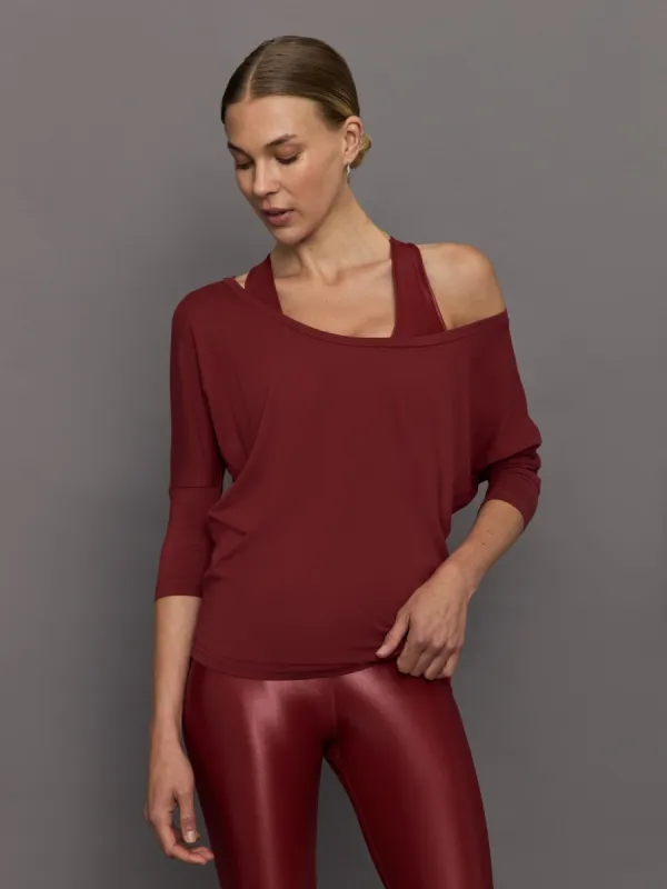 Long Sleeve Off Shoulder Tee - Red Dahlia sold by Carbon38